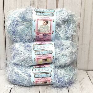 BERNAT-Baby Lash Yarn Color Baby Blues Lot of 3 Skeins 1.75 oz 50 yds